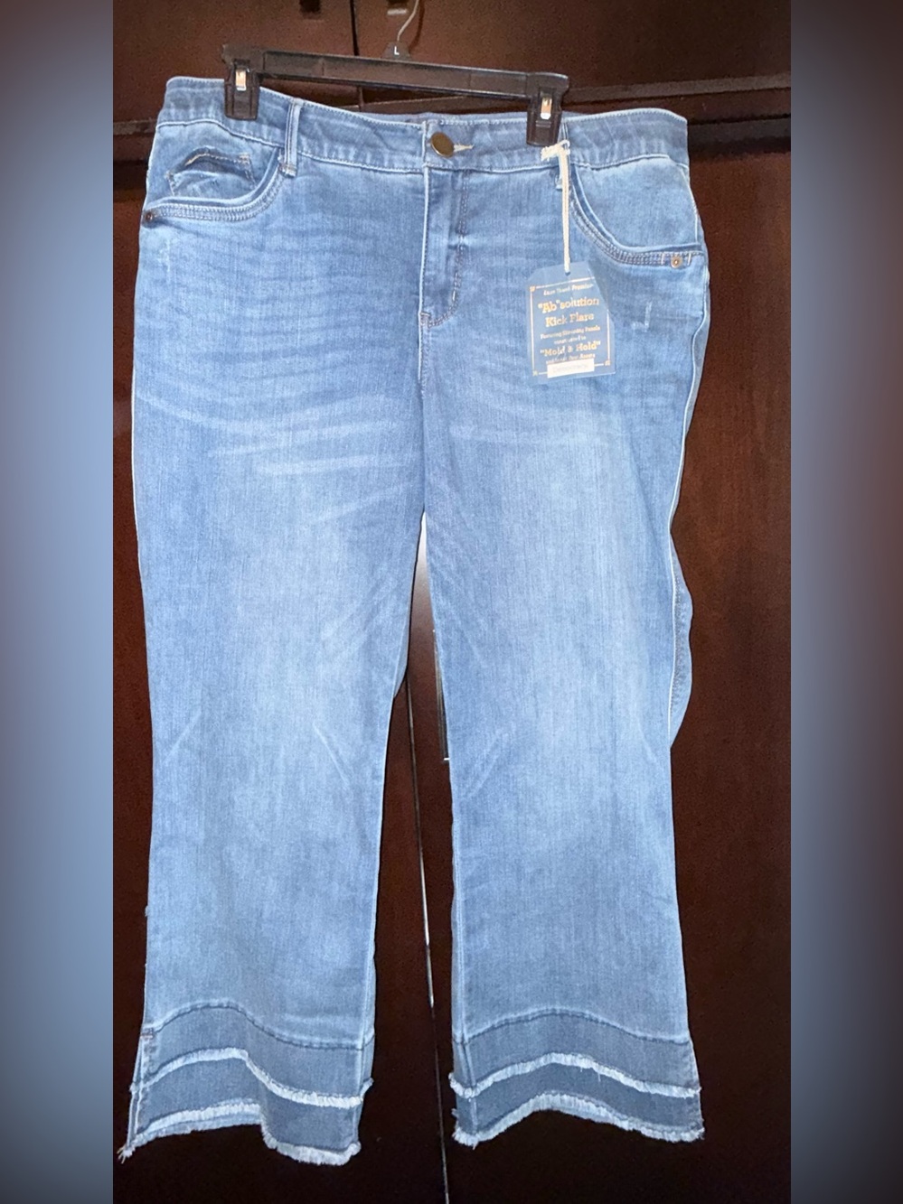Democracy Light Blue Flare Crop Jeans 16W NWT